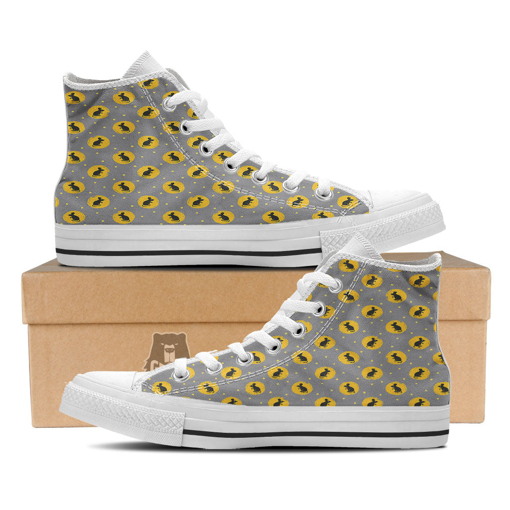 Rat Print Pattern White High Top Shoes-grizzshop