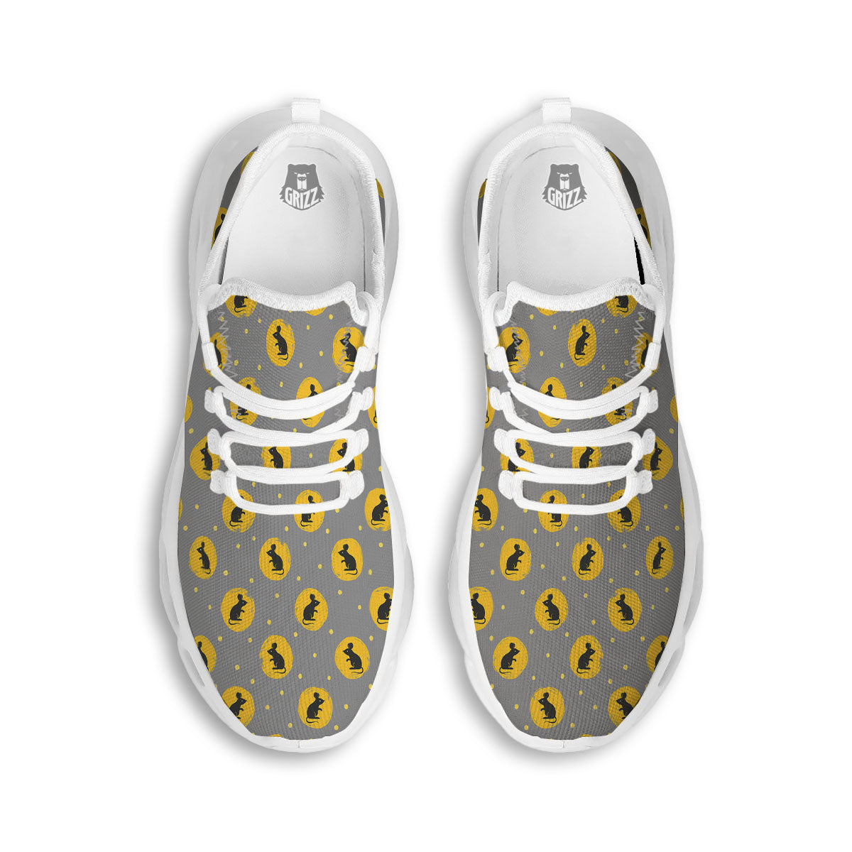 Rat Print Pattern White Running Shoes-grizzshop