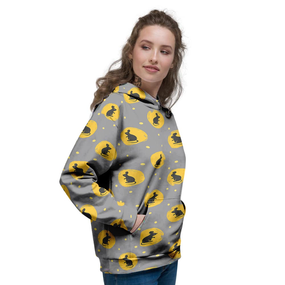 Rat Print Pattern Women's Hoodie-grizzshop