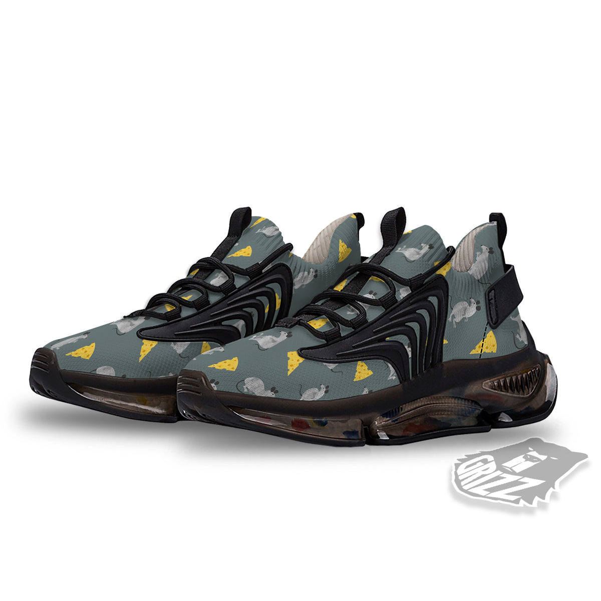 Rat Watercolor Print Pattern Black Gym Shoes-grizzshop