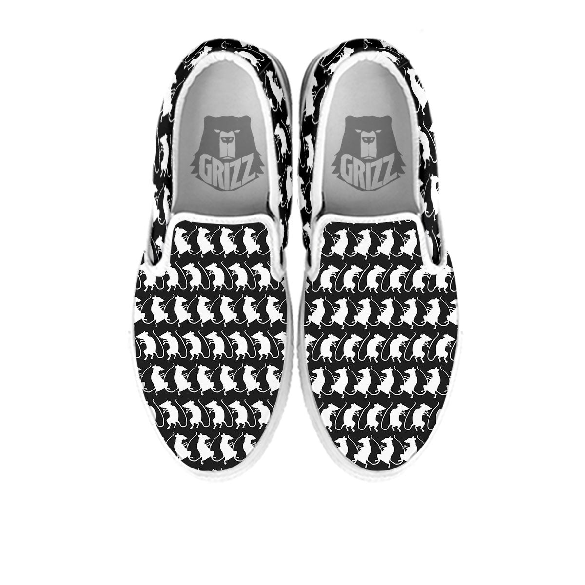 Rat White And Black Print Pattern White Slip On Shoes-grizzshop
