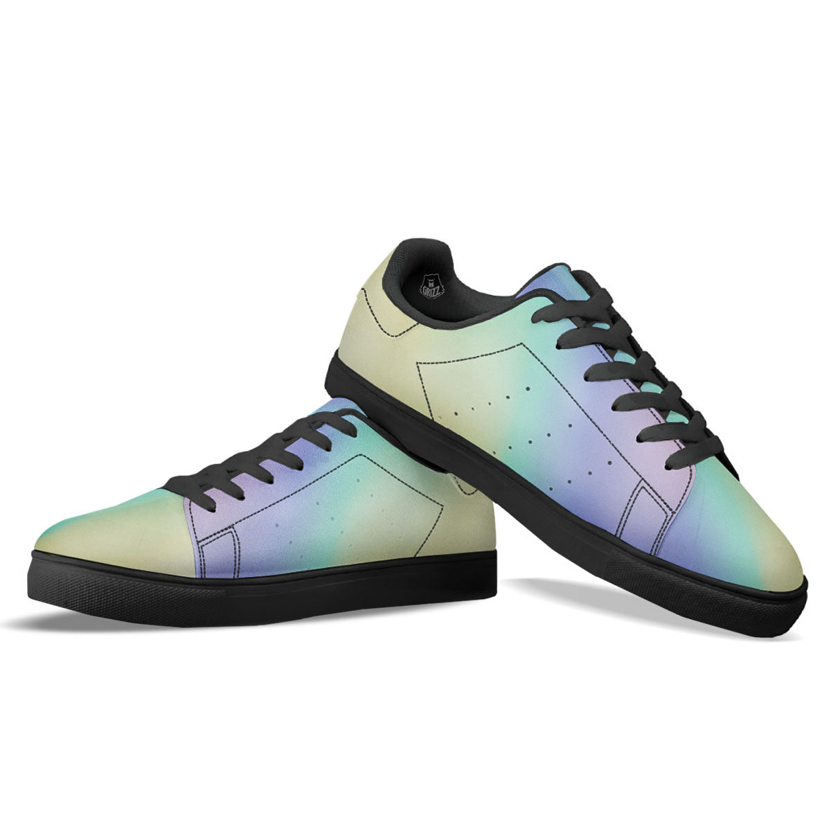 Rave Pastel Print Pattern Black Low Top Sneakers-grizzshop