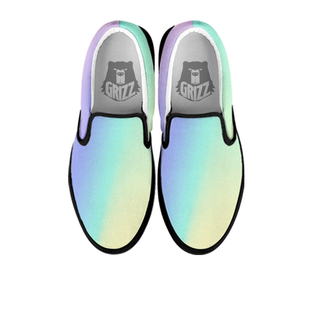 Rave Pastel Print Pattern Black Slip On Shoes-grizzshop