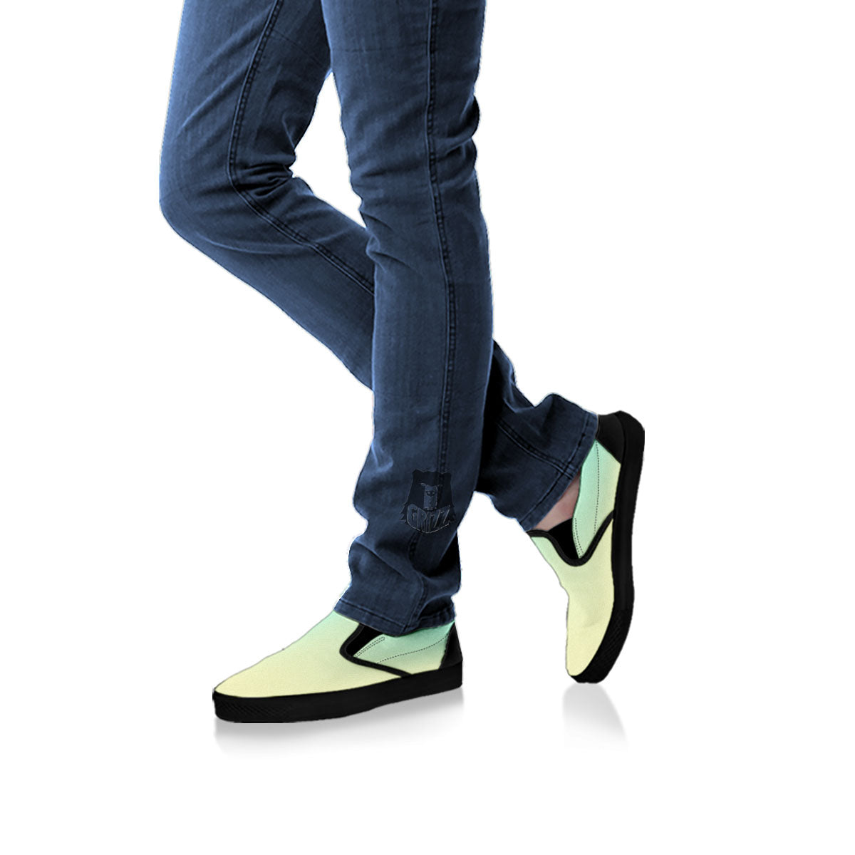 Rave Pastel Print Pattern Black Slip On Shoes-grizzshop