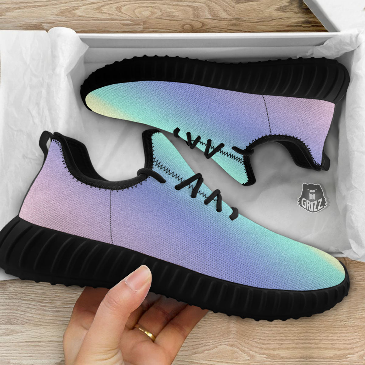 Rave Pastel Print Pattern Black Walking Shoes-grizzshop