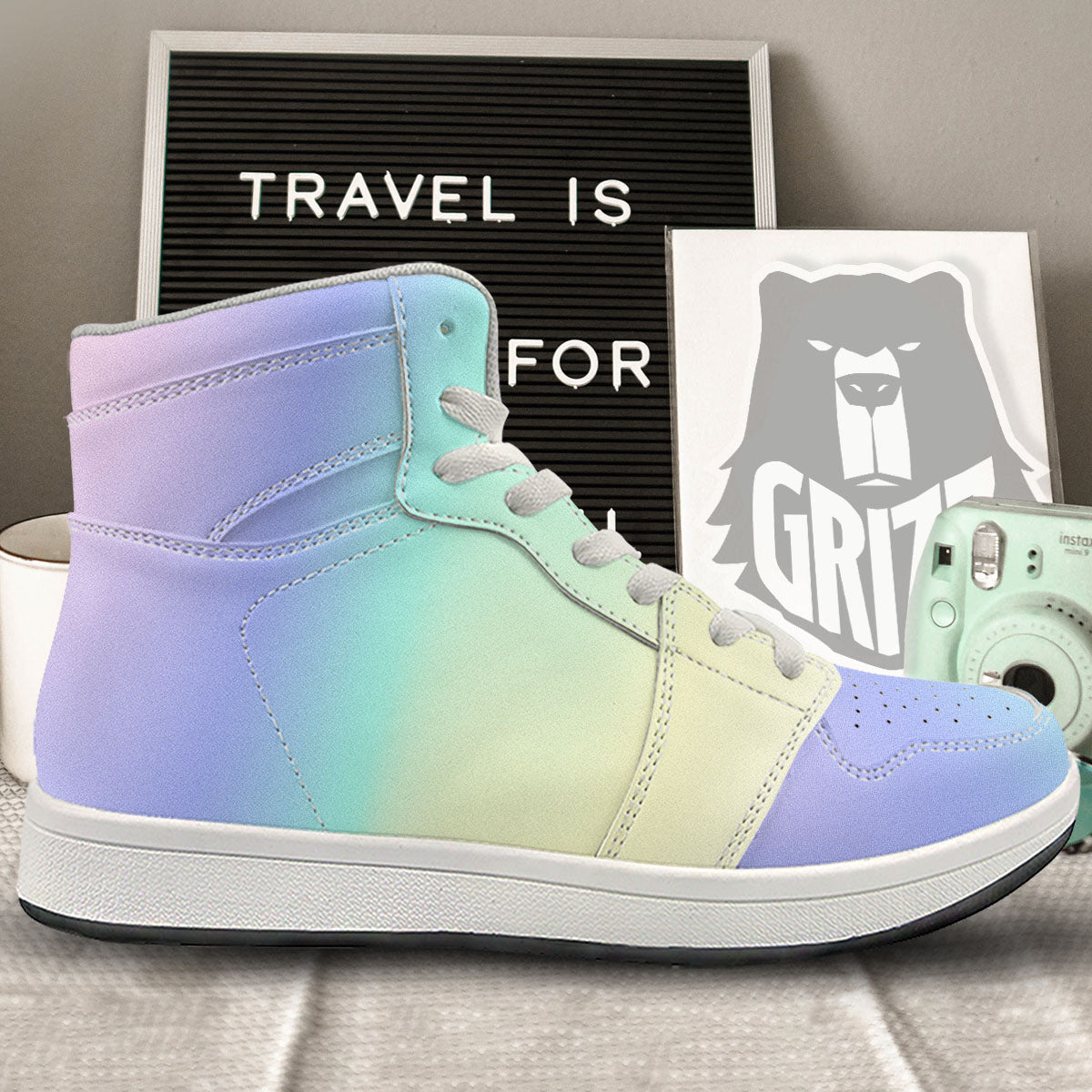 Rave Pastel Print Pattern High Top Sneakers-grizzshop