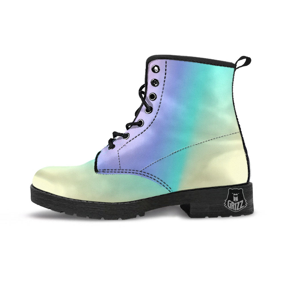 Rave Pastel Print Pattern Leather Boots-grizzshop
