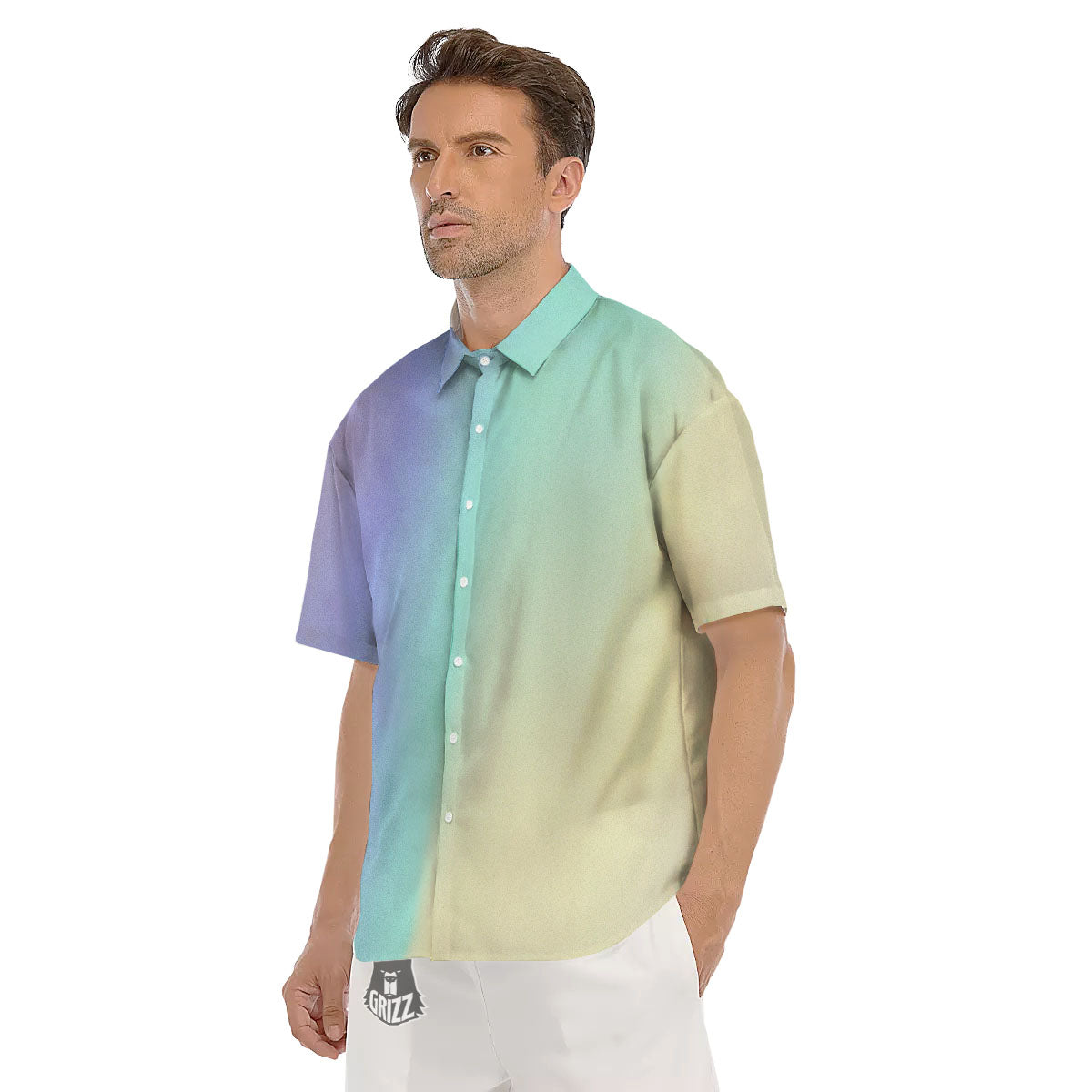 Rave Pastel Print Pattern Men's Short Sleeve Shirts-grizzshop
