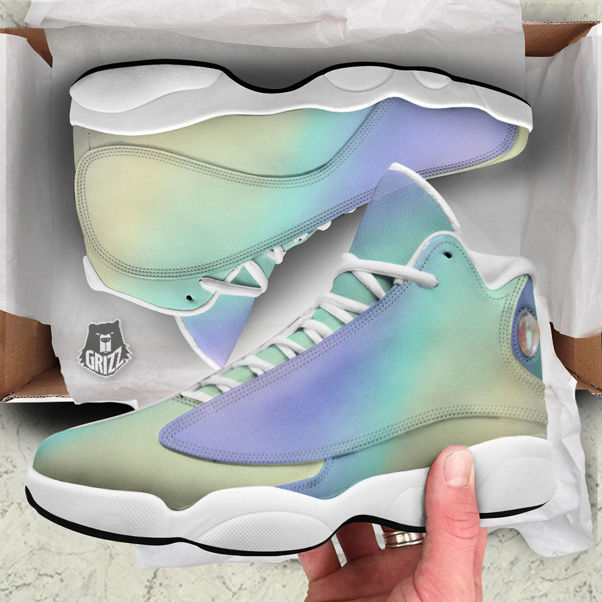 Rave Pastel Print Pattern White Basketball Shoes-grizzshop