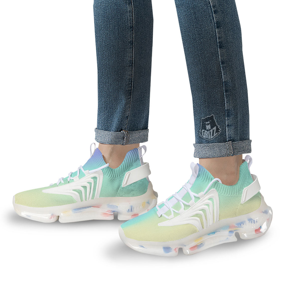 Rave Pastel Print Pattern White Gym Shoes-grizzshop