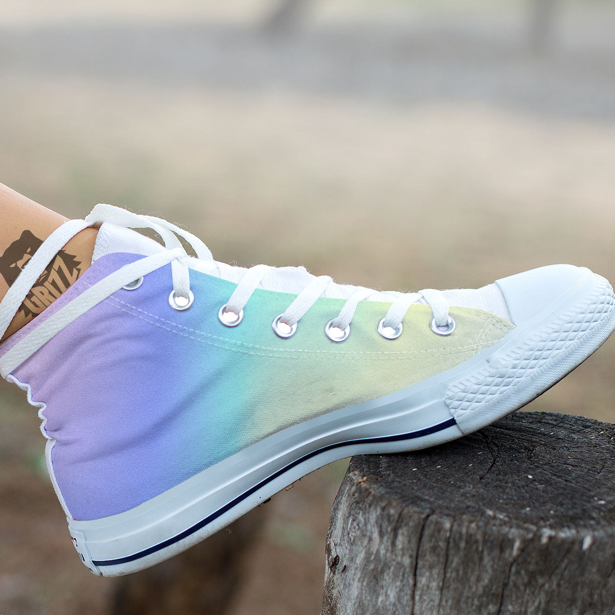Rave Pastel Print Pattern White High Top Shoes-grizzshop