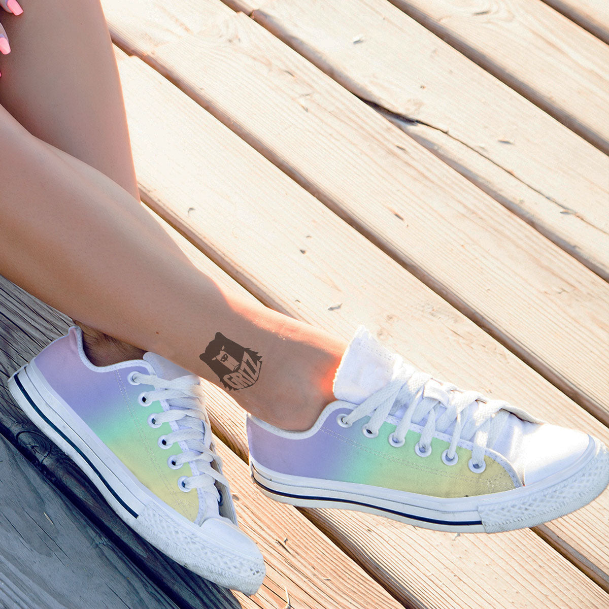 Rave Pastel Print Pattern White Low Top Shoes-grizzshop