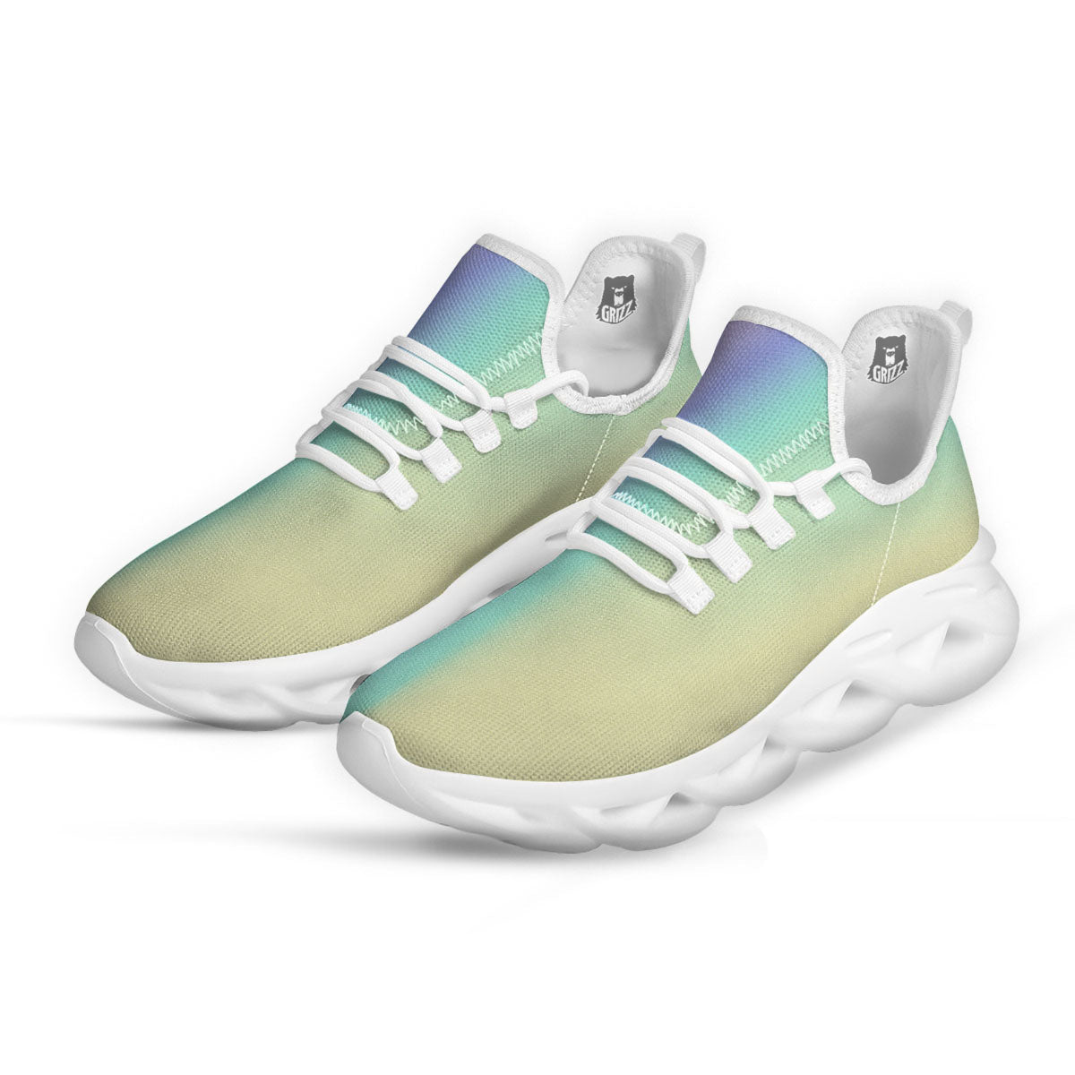 Rave Pastel Print Pattern White Running Shoes-grizzshop