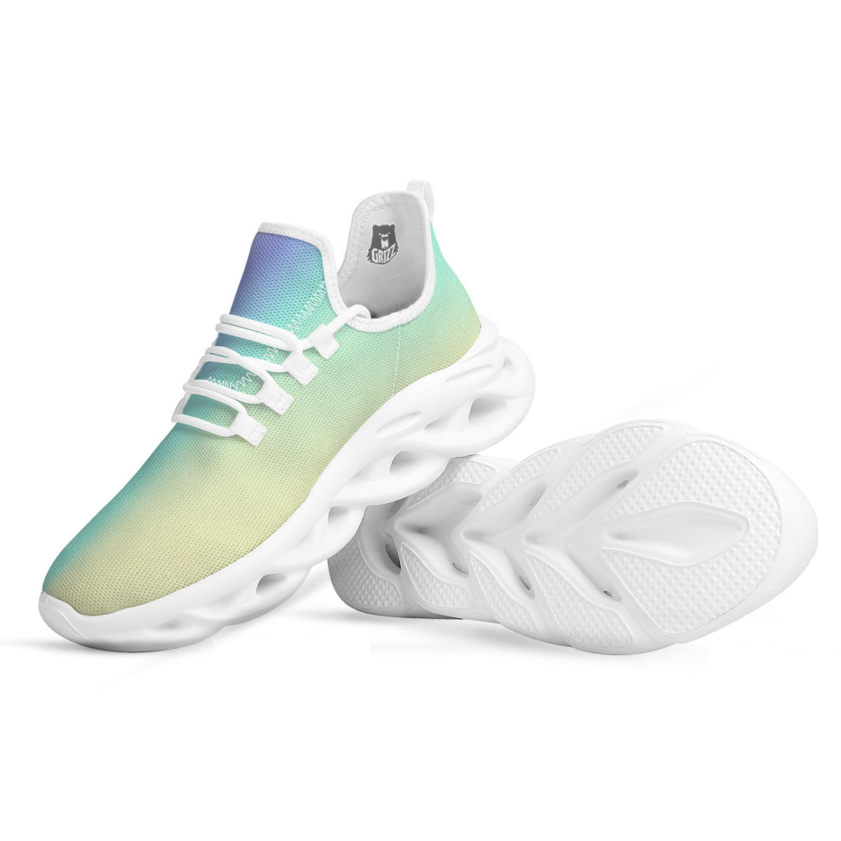Rave Pastel Print Pattern White Running Shoes-grizzshop