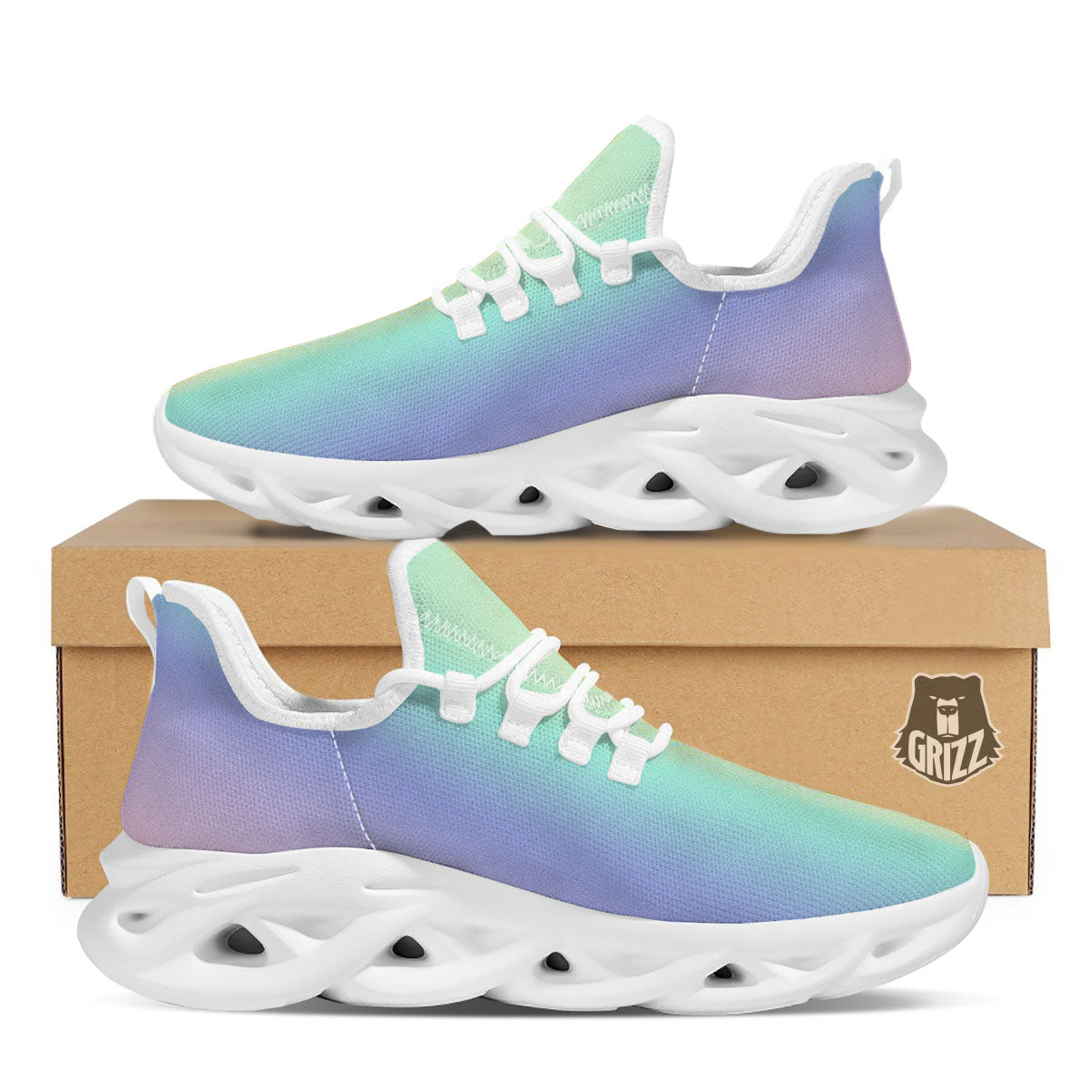 Rave Pastel Print Pattern White Running Shoes-grizzshop