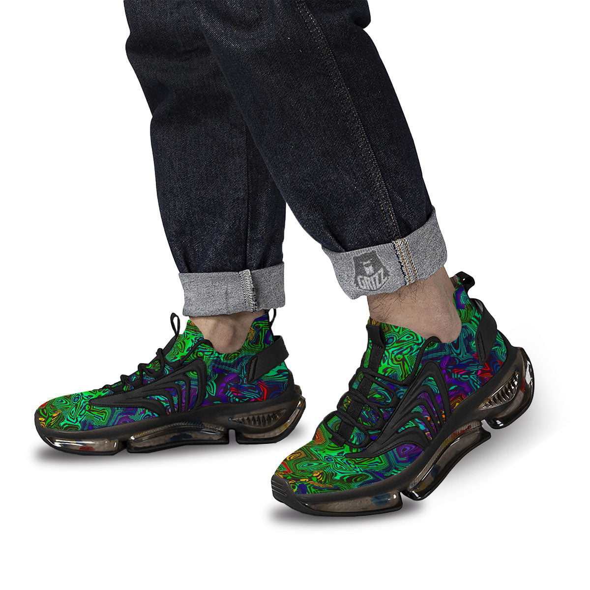 Rave Psychedelic Print Pattern Black Gym Shoes-grizzshop