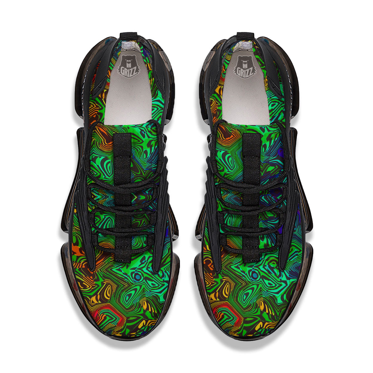 Rave Psychedelic Print Pattern Black Gym Shoes-grizzshop