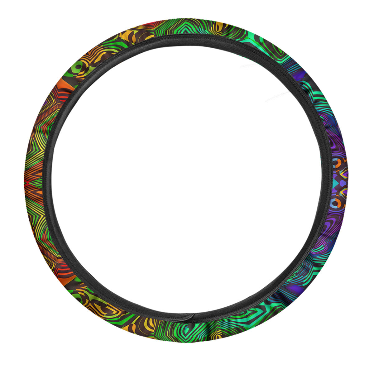 Rave Psychedelic Print Pattern Car Steering Wheel Cover-grizzshop
