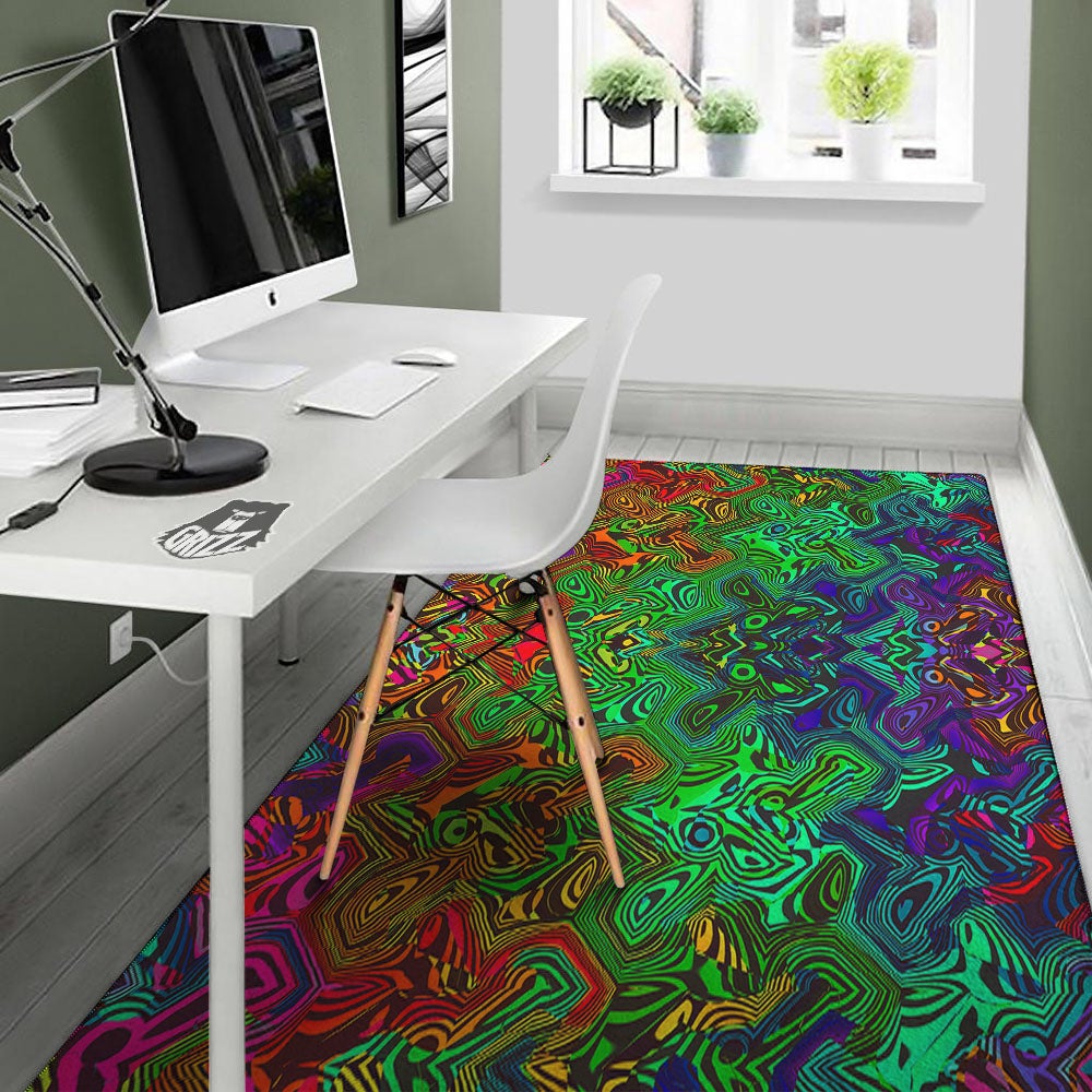 Rave Psychedelic Print Pattern Floor Mat-grizzshop