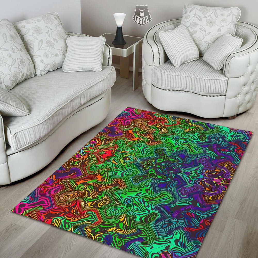 Rave Psychedelic Print Pattern Floor Mat-grizzshop