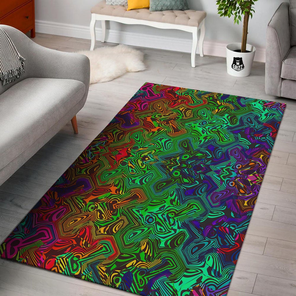 Rave Psychedelic Print Pattern Floor Mat-grizzshop