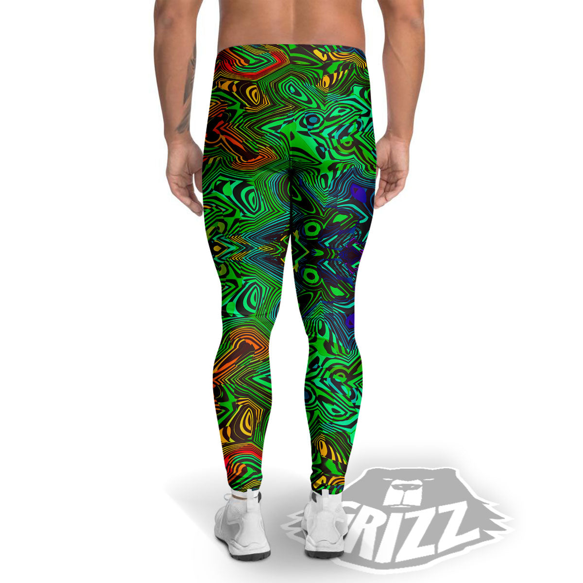 Rave Psychedelic Print Pattern Men's Leggings-grizzshop