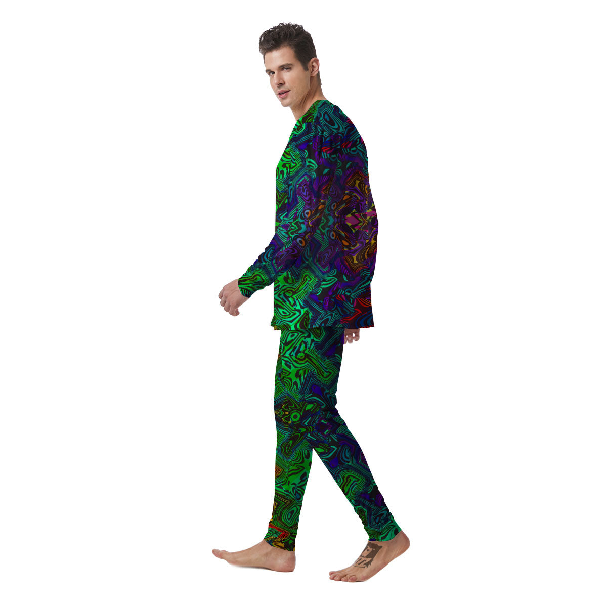Rave Psychedelic Print Pattern Men's Pajamas-grizzshop