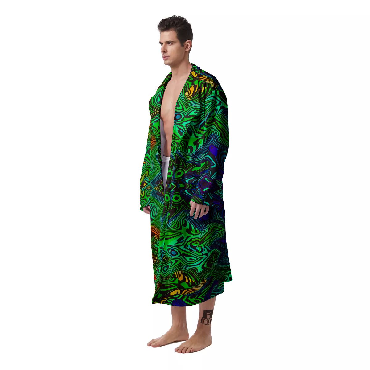 Rave Psychedelic Print Pattern Men's Robe-grizzshop