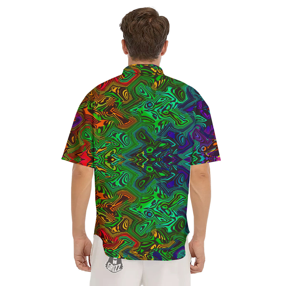 Rave Psychedelic Print Pattern Men's Short Sleeve Shirts-grizzshop