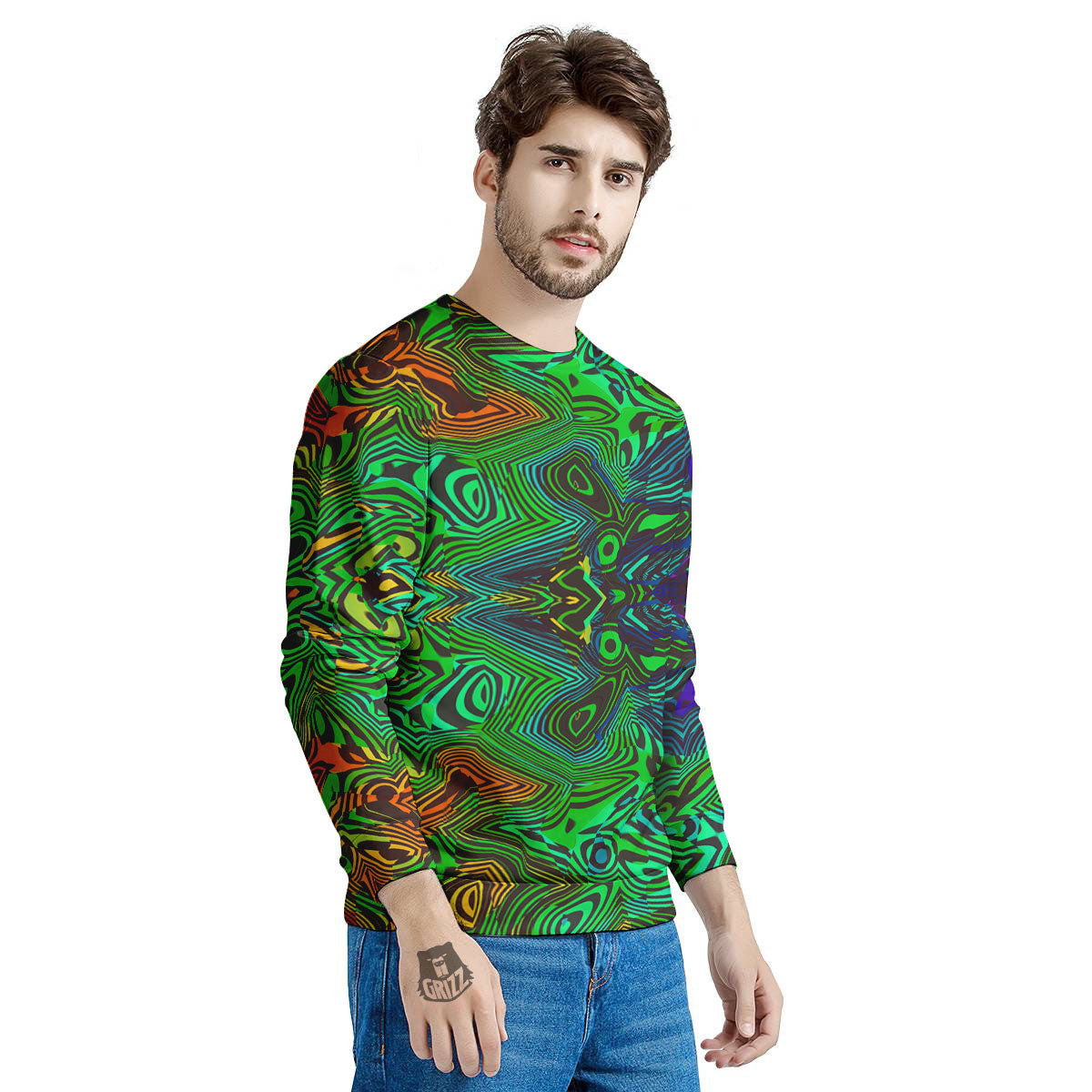 Rave Psychedelic Print Pattern Men's Sweatshirt-grizzshop