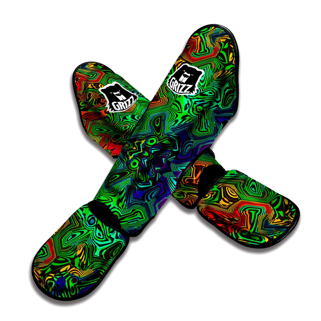 Rave Psychedelic Print Pattern Muay Thai Shin Guards-grizzshop