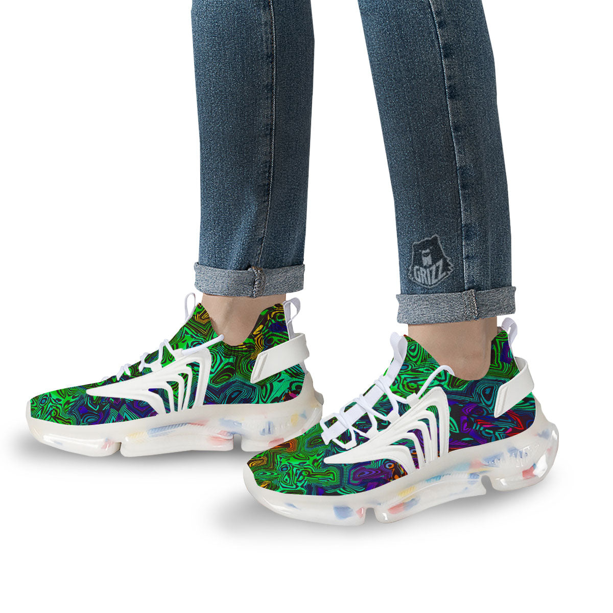 Rave Psychedelic Print Pattern White Gym Shoes-grizzshop