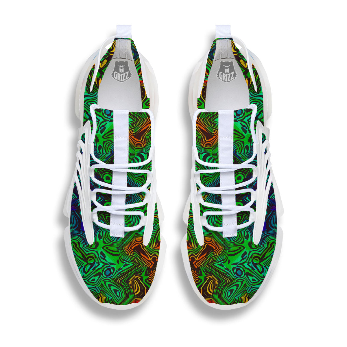 Rave Psychedelic Print Pattern White Gym Shoes-grizzshop