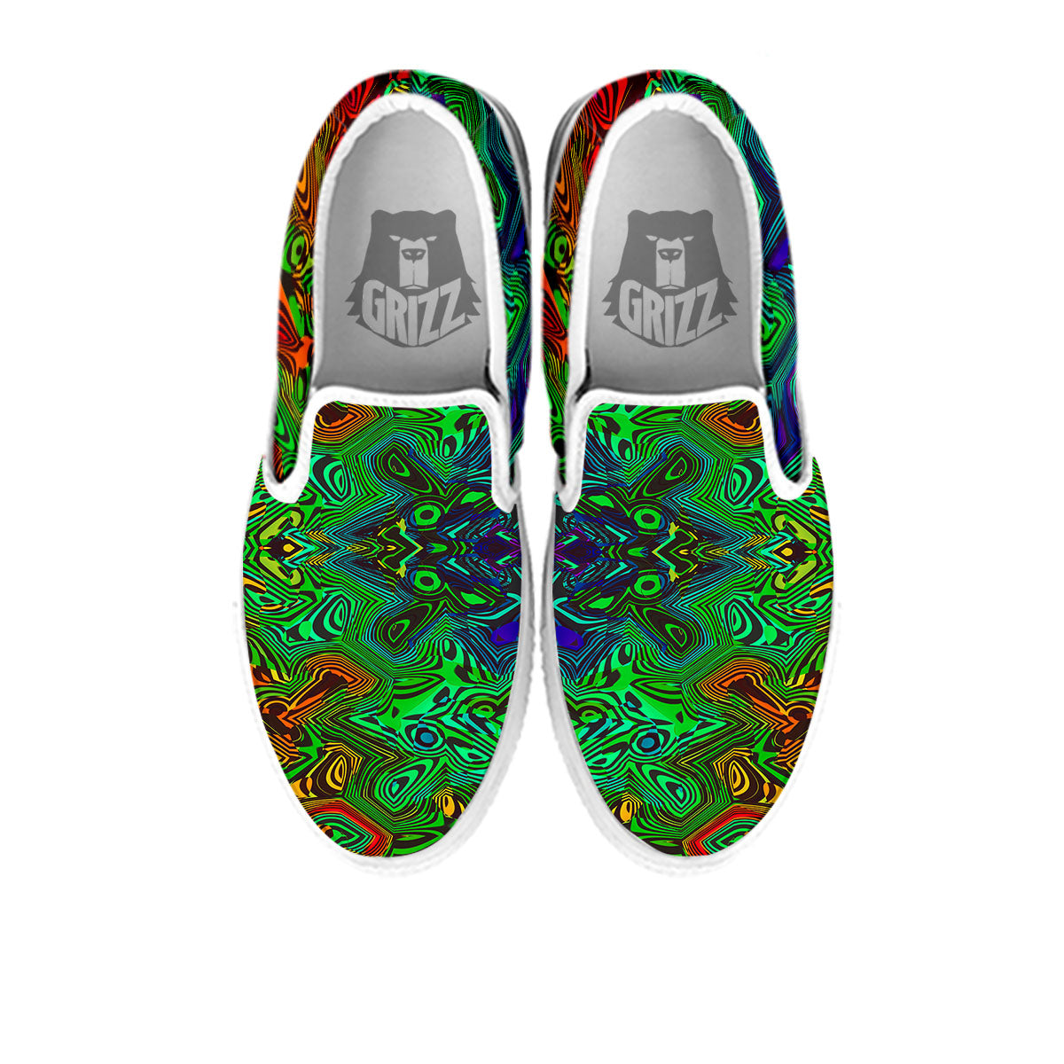 Rave Psychedelic Print Pattern White Slip On Shoes-grizzshop