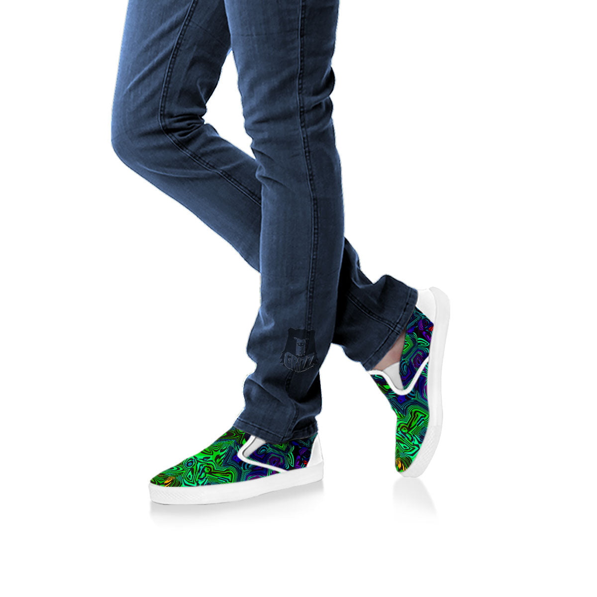 Rave Psychedelic Print Pattern White Slip On Shoes-grizzshop