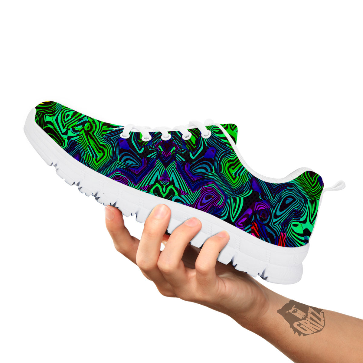 Rave Psychedelic Print Pattern White Sneaker-grizzshop