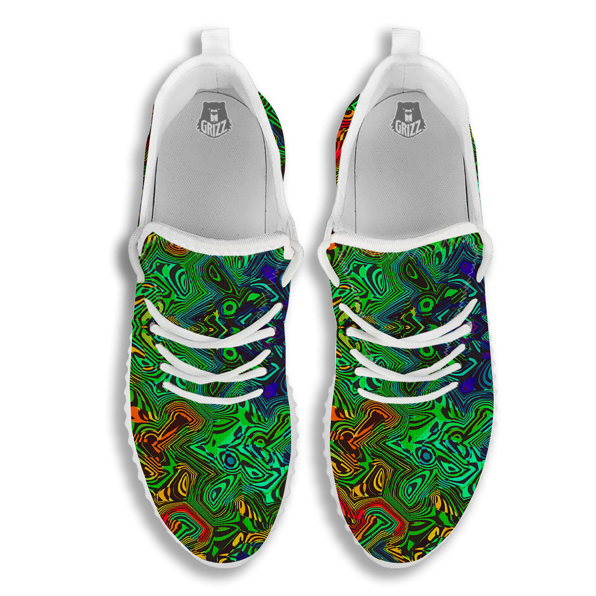 Rave Psychedelic Print Pattern White Walking Shoes-grizzshop