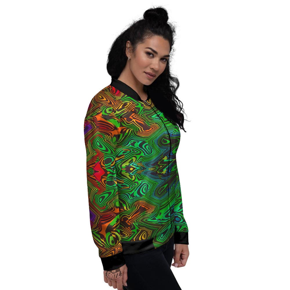 Rave Psychedelic Print Pattern Women's Bomber Jacket-grizzshop
