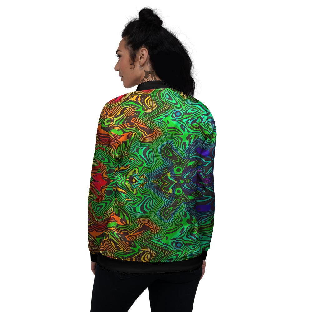 Rave Psychedelic Print Pattern Women's Bomber Jacket-grizzshop