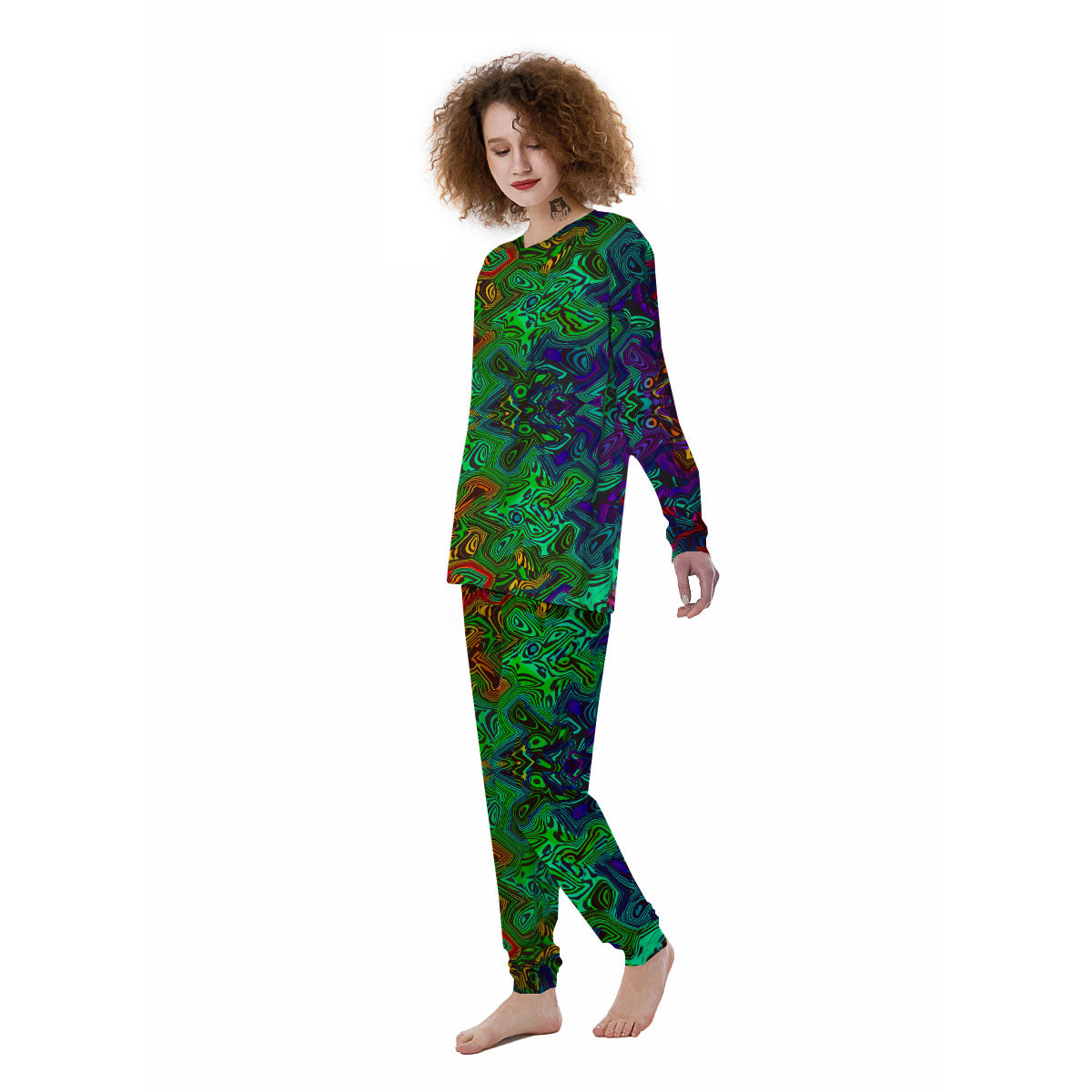 Rave Psychedelic Print Pattern Women's Pajamas-grizzshop