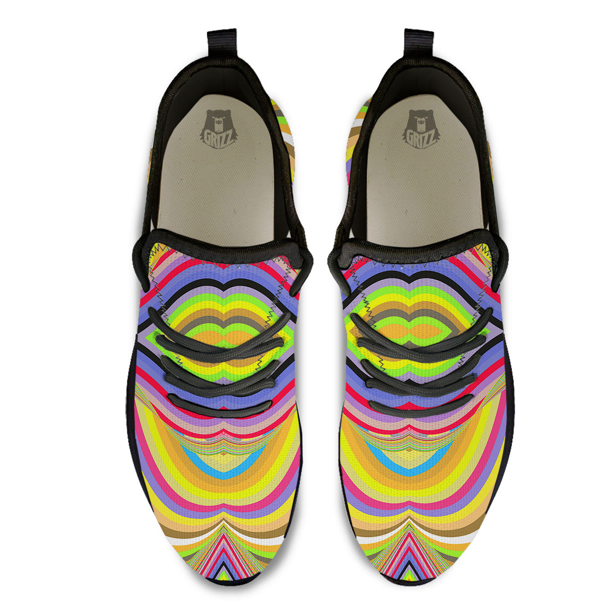 Rave Rainbow Print Pattern Black Athletic Shoes-grizzshop