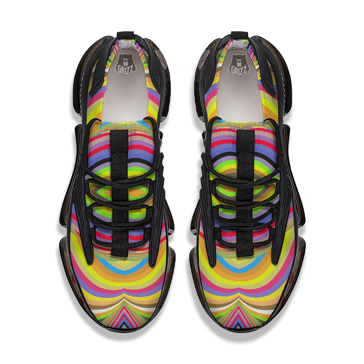 Rave Rainbow Print Pattern Black Gym Shoes-grizzshop