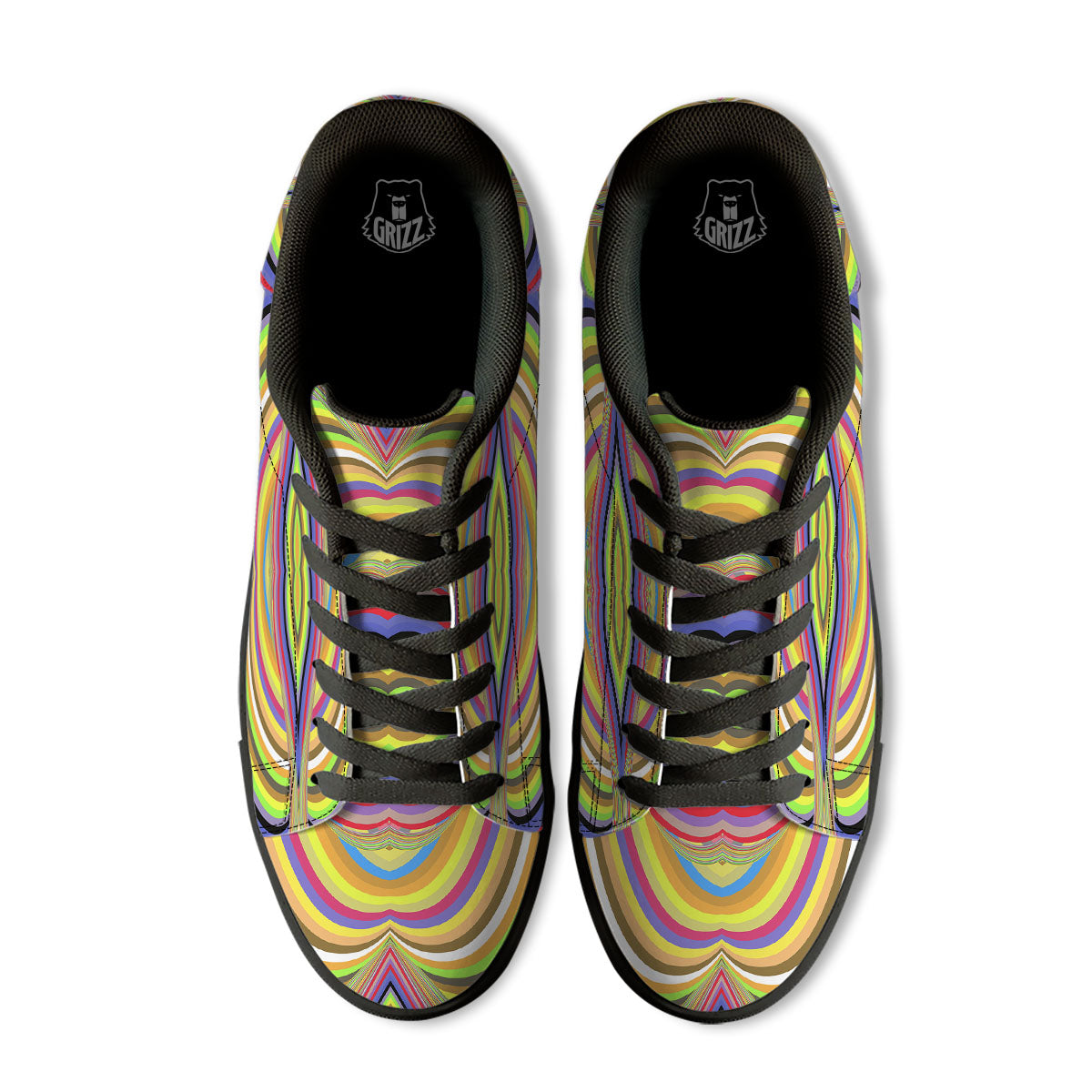 Rave Rainbow Print Pattern Black Low Top Sneakers-grizzshop
