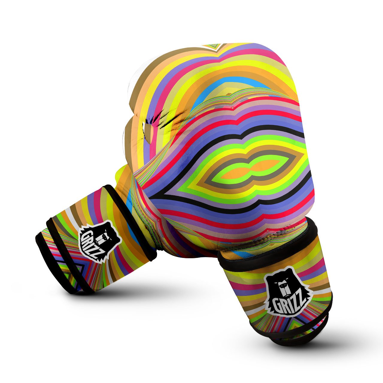 Rave Rainbow Print Pattern Boxing Gloves-grizzshop