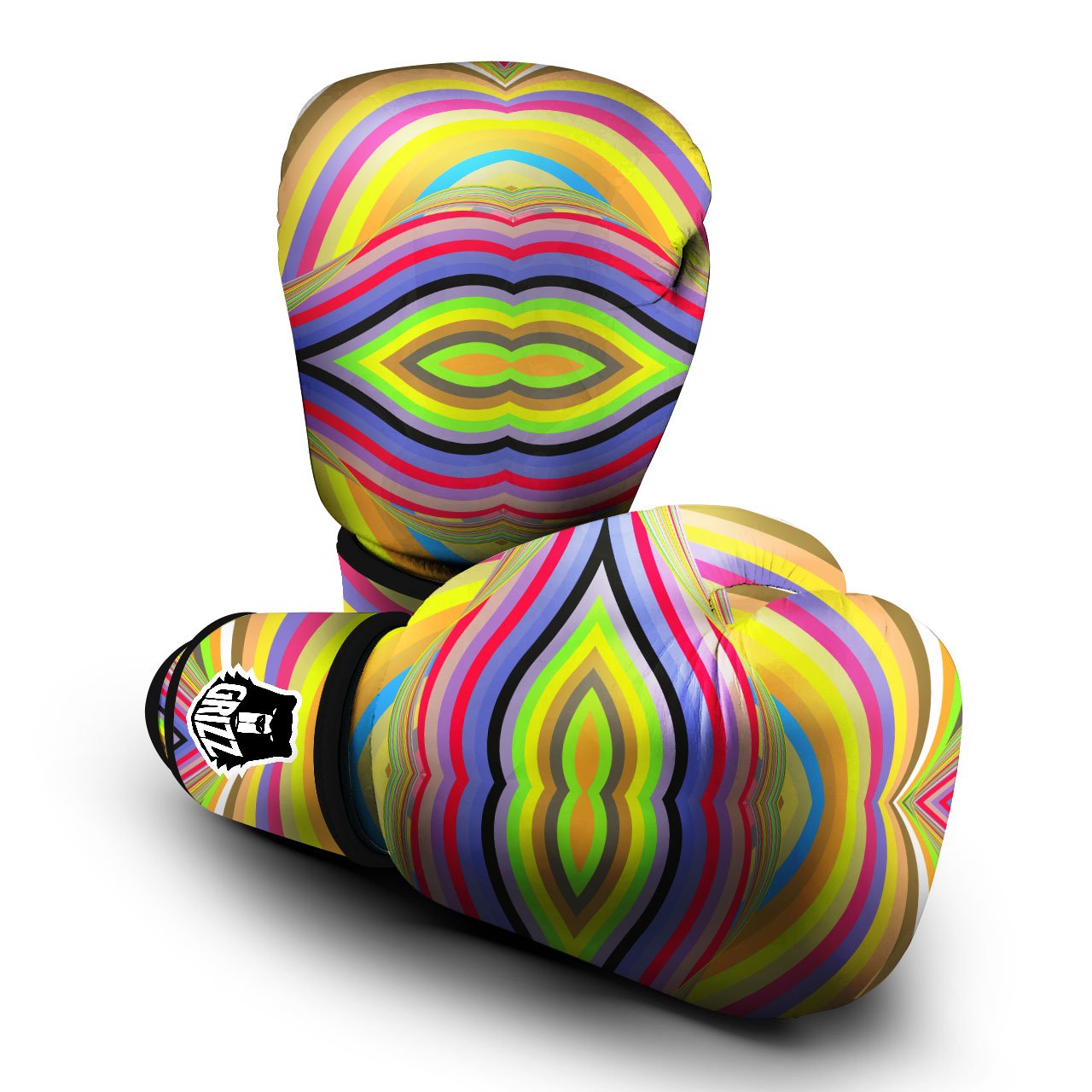 Rave Rainbow Print Pattern Boxing Gloves-grizzshop