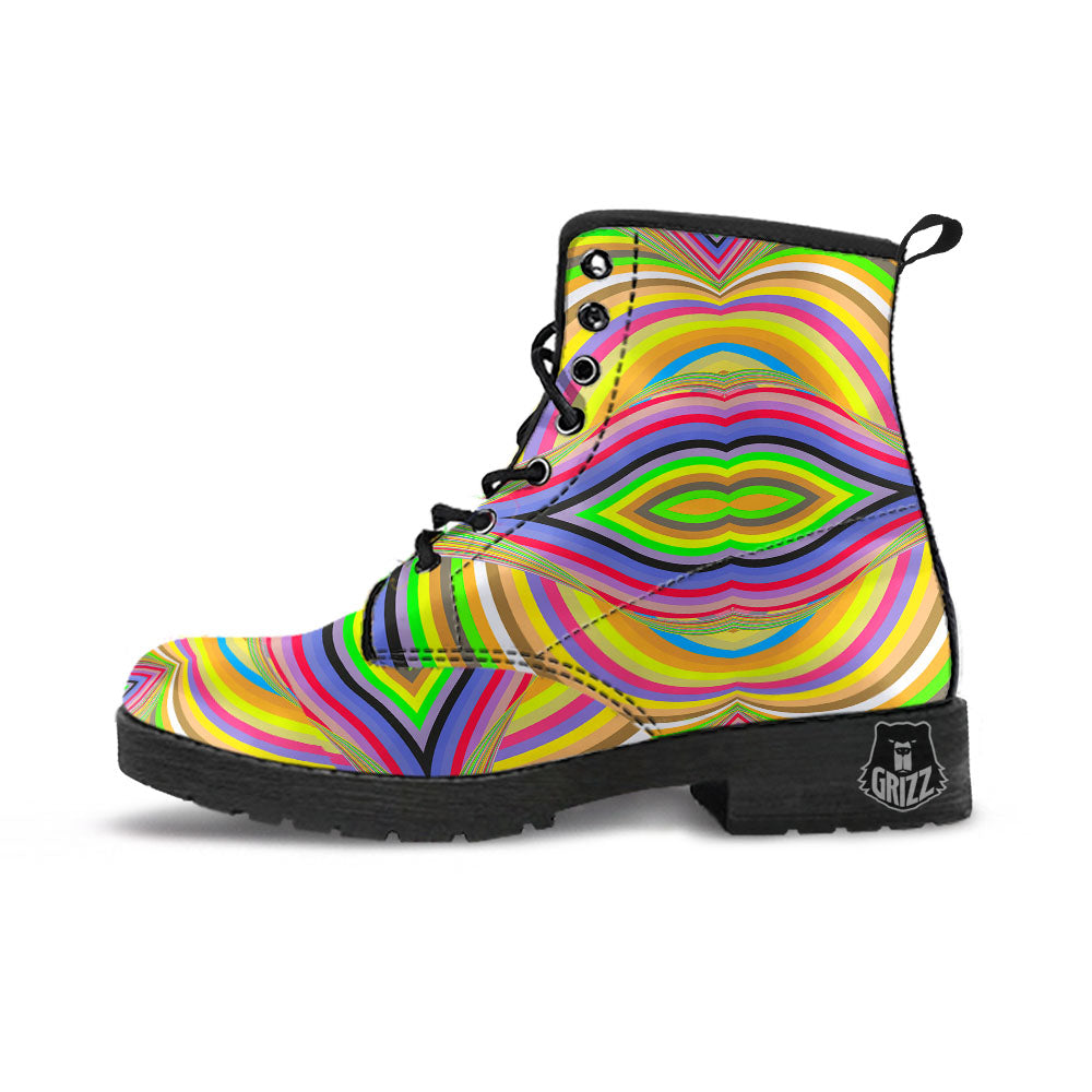 Rave Rainbow Print Pattern Leather Boots-grizzshop