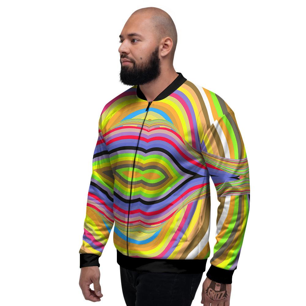 Rave Rainbow Print Pattern Men's Bomber Jacket-grizzshop