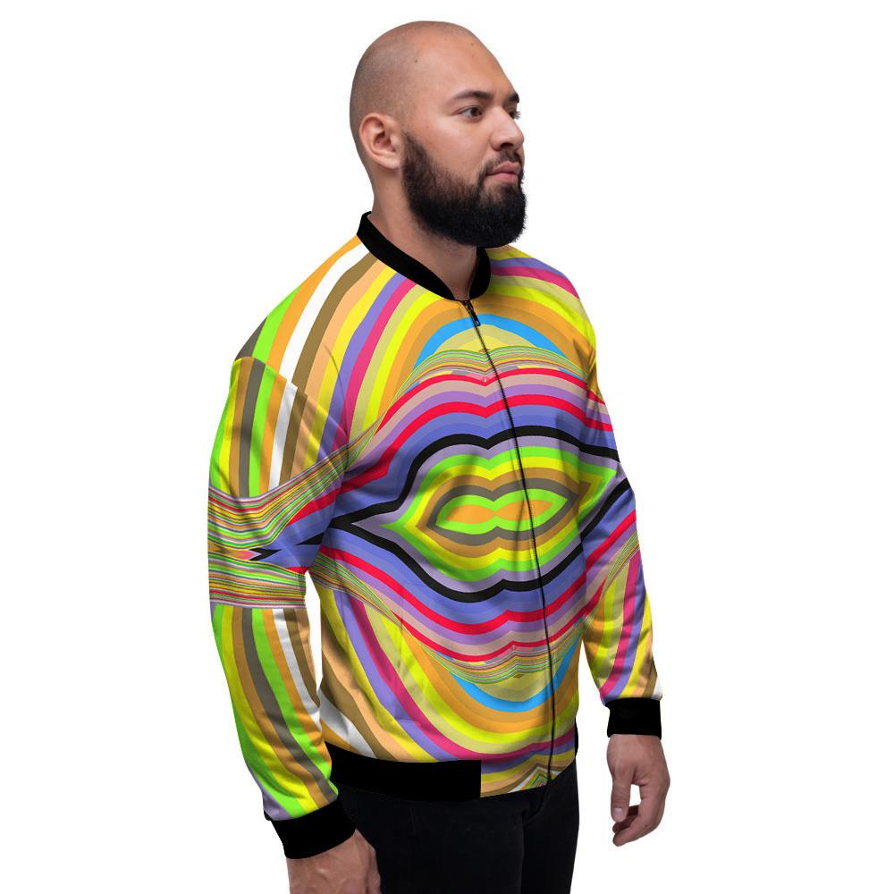 Rave Rainbow Print Pattern Men's Bomber Jacket-grizzshop