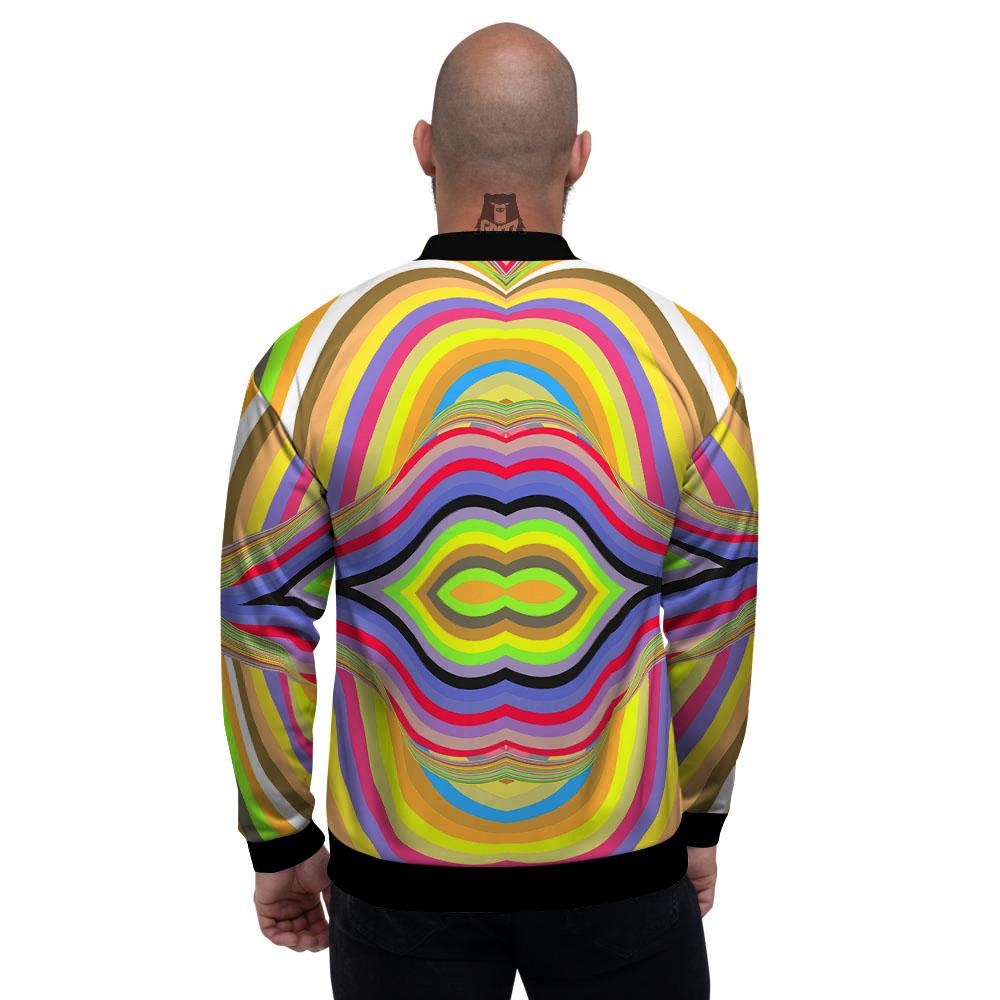 Rave Rainbow Print Pattern Men's Bomber Jacket-grizzshop