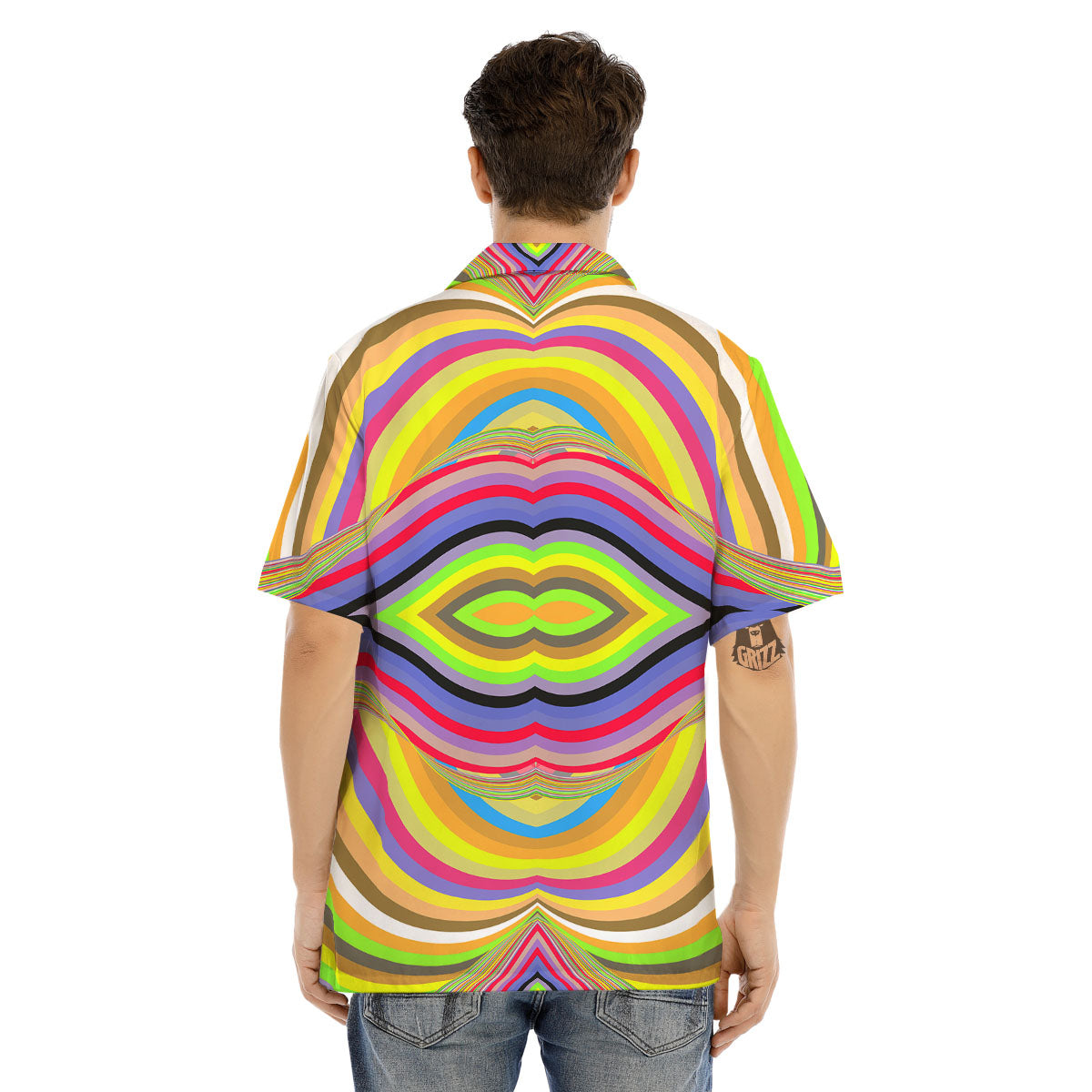 Rave Rainbow Print Pattern Men's Hawaiian Shirt-grizzshop
